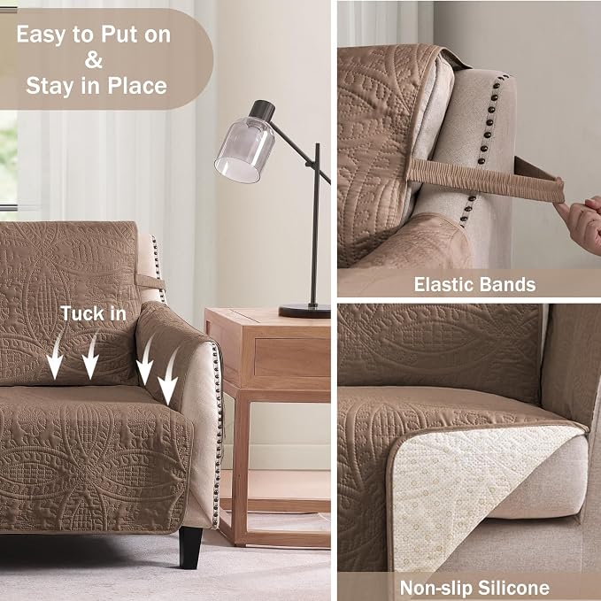 Toffee Loveseat Covers for 2 Cushion Couch, Water-Repellent Covers for Love - Image 5