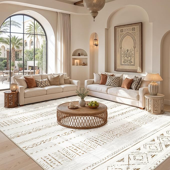 cotiled Boho 12x15 Area Rug for Living Room: Large Moroccan Washable Rug | - Image 5