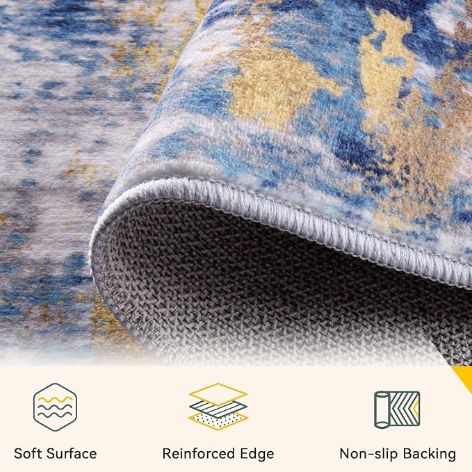 RELEANY Washable Runner 2'x8' Abstract Area Rug - Image 6