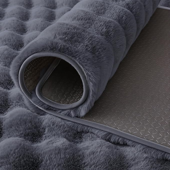 Gray Rabbit Plush Rug 3'x5', Fluffy Shaggy Area Rug - Image 7