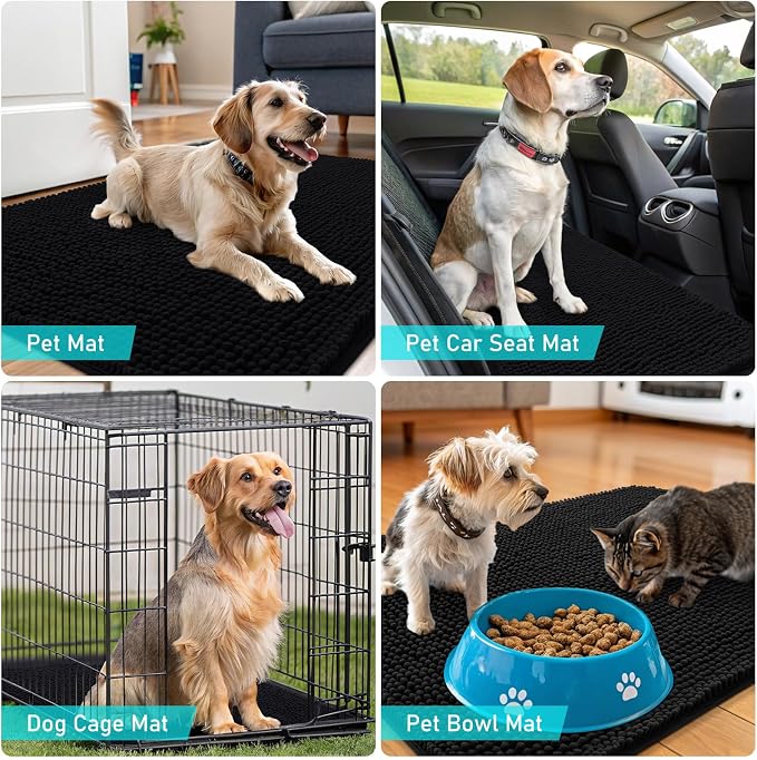 OLANLY Dog Door Mat for Muddy Paws 47x32, Super Absorbent Chenille Mud Mat | - Image 7