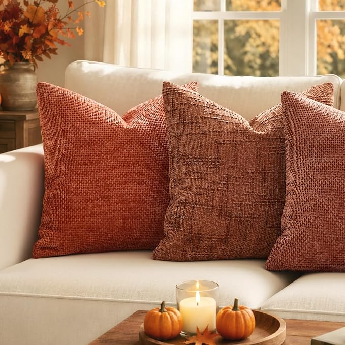 MIULEE Fall Decorative Couch Throw Pillow Covers 18x18 Burnt Orange 2 Pack | - Image 4