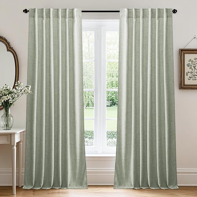 RYB HOME Sheer Curtains 102 inches, Extra Long Floor to Ceiling Curtains | Half by RYBHOME