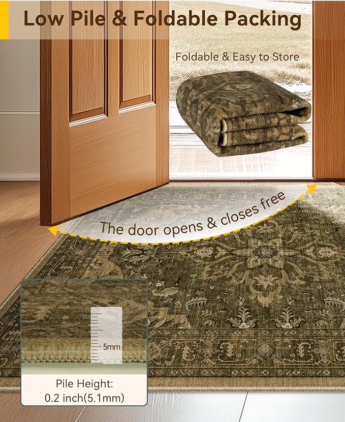 RELEANY Washable Area Rug, Square 6'x6', Water Repellent, Pet Friendly - Image 3