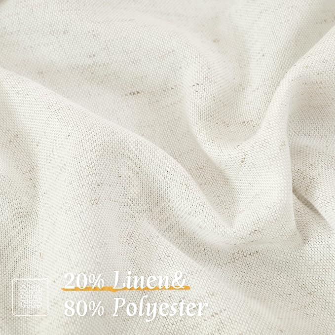 Natural Linen Curtains for Kitchen Windows Over Sink, 42 x 48 Inch | Faux Linen - Image 2