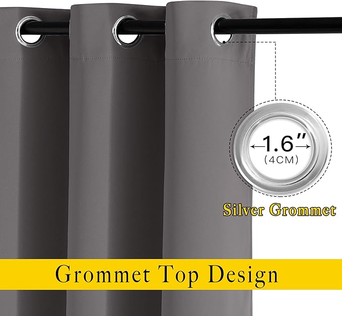 NICETOWN Bedroom Grey Blackout 120 inch Curtains - Image 2