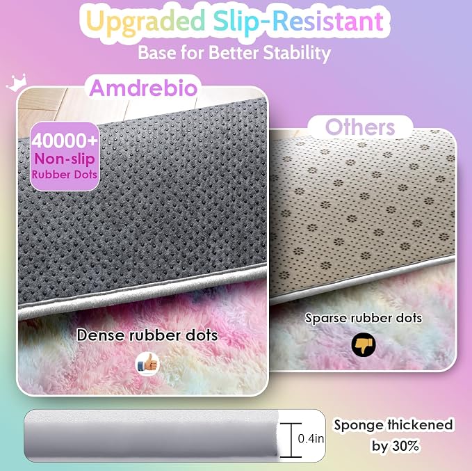 Amdrebio Rainbow Unicorn Shag Kids Rug 5x8 - Image 6