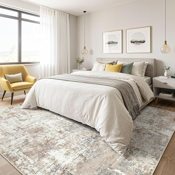 LOONGRUG 10x13 Area Rug Washable Large Neutral Modern Living Room Rug | - Image 4