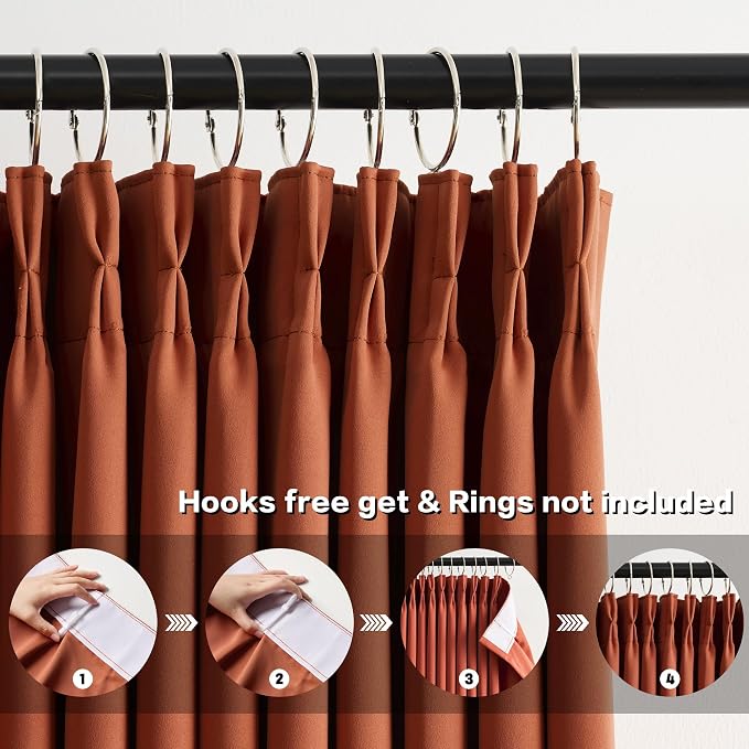 Extra Long Pleated Curtains 108 Inches Long 2 Panels Set, Pinch Pleat - Image 2