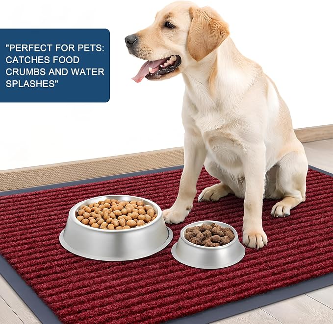 OLANLY 2-Pack Front Door Mats 71x23, Waterproof Heavy-Duty Doormats | Wine Red - Image 6