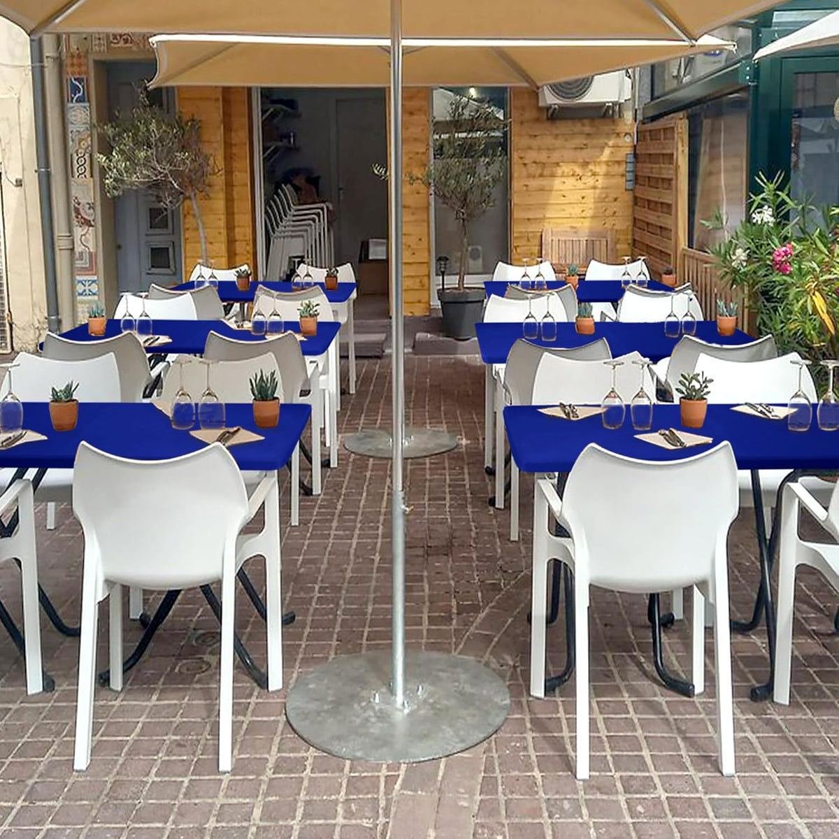 Spandex Table Cover for 6 Foot Rectangle Tables-4 Pack Royal Blue Outdoor Picnic Elastic Table Cover-Spandex Stretch Folding Table Cloths for Camping Dining Room Patio Kitchen Banquet Party