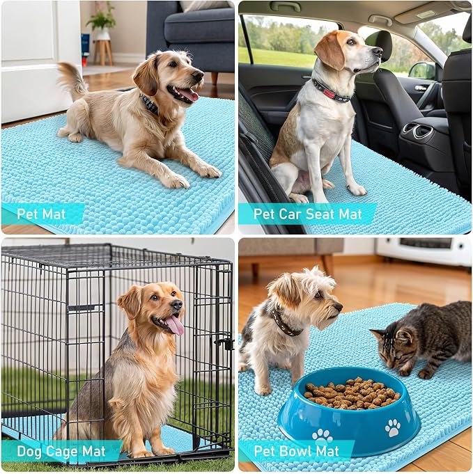 OLANLY Dog Door Mat for Muddy Paws 44x32, Super Absorbent Chenille Mud Mat | - Image 7