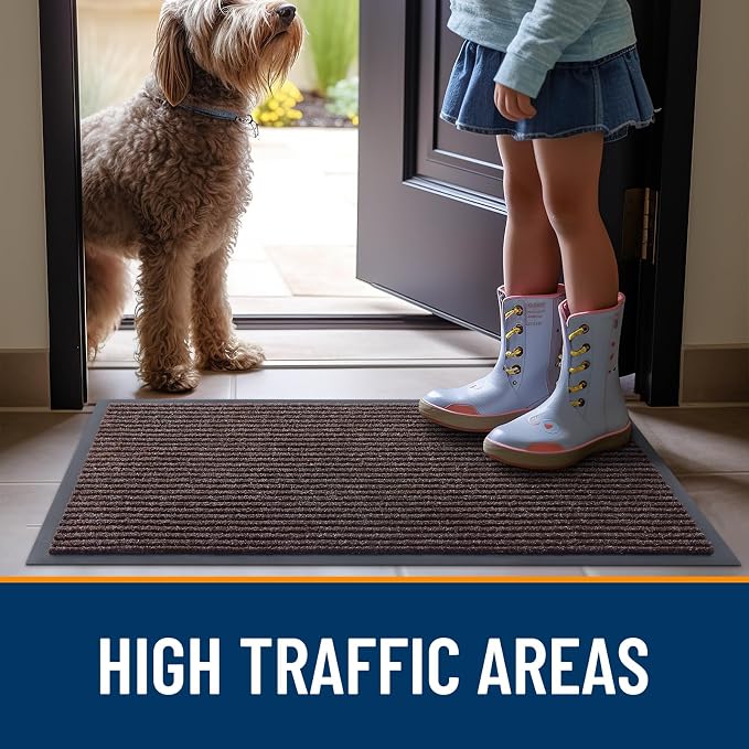 OLANLY Front Door Mat 40x32, Waterproof Heavy-Duty Indoor Outdoor Doormat | Tan - Image 7