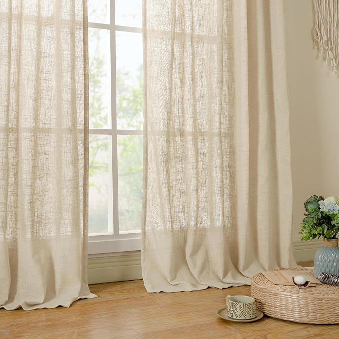 Linen Curtains 63 Inch for Bedroom Light Filtering Panels 60 x 63 Inch - Image 8