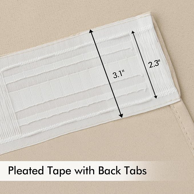 MIULEE Cream Beige Back Tab Blackout Curtains 52x102 Inch Long 2 Panels Set | - Image 4