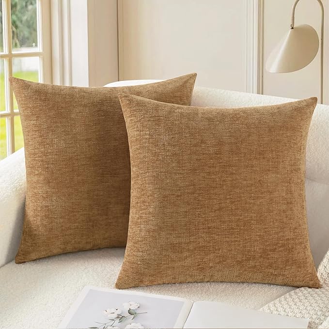 CaliTime Decorative Couch Throw Pillow Covers 24 X 24 Inches Apricot Brown | by CaliTime