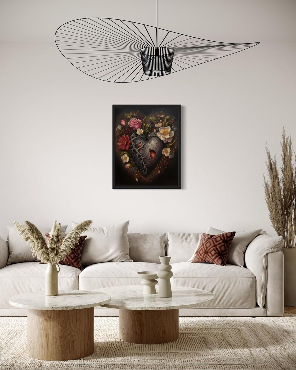 Gothic Heart Poster Art Print, Halloween Scary Vintage Wall Art Academia Spooky Painting Decoration for Horror Prints, Posters Bedroom Decor 89 (Gothic Heart, 8 x 10 inches, Black Frame)