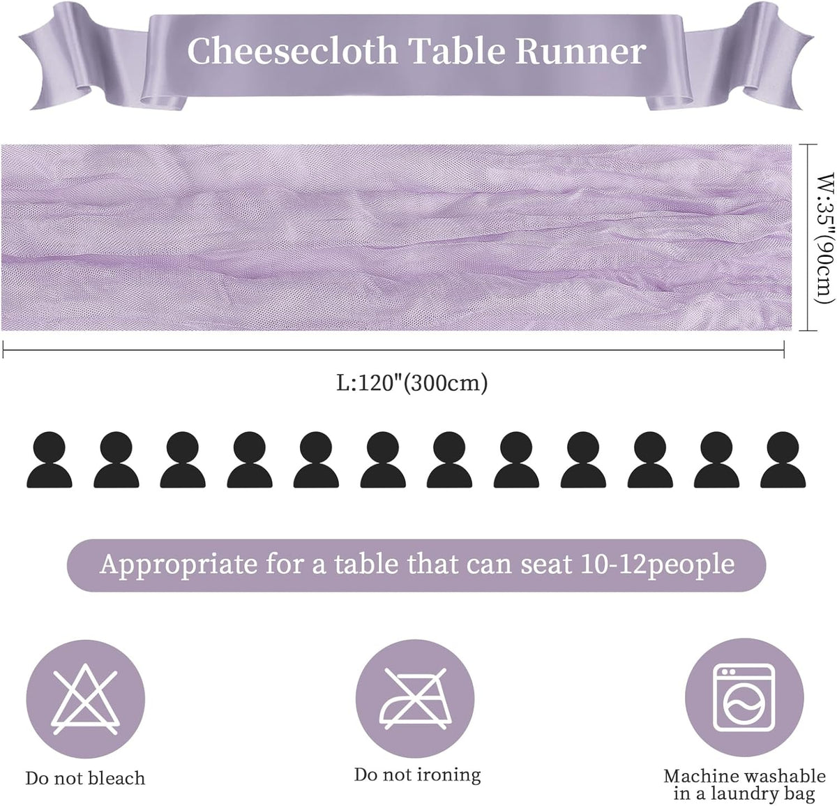 6 Pack Purple Cheesecloth Table Runner 10FT Long Boho Gauze Table Runner Rustic Sheer Runner for Wedding Bridal Baby Shower Birthday Party Table Decor Thanksgiving Christmas Decorations