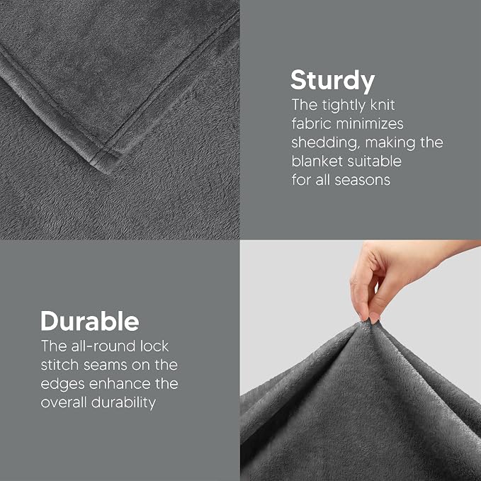 Utopia Bedding Ultra Soft Fleece Bed Blanket Full Size Grey | Microfiber Plush - Image 5