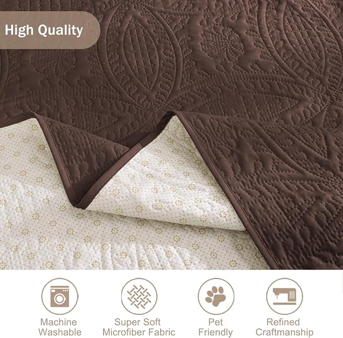 Large Brown Recliner Chair Covers, Quilted Décor Water-Repellent Lazy Boy Chair - Image 5