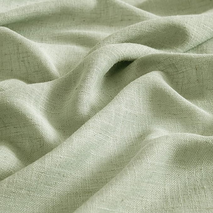 MIULEE Sage Green Linen Curtains 52x102 Inch Length 2 Panels - Image 4