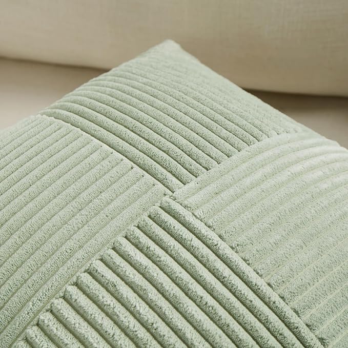 Fancy Homi 2 Packs Sage Green Decorative Throw Pillow Covers 18x18 Inch - Image 3