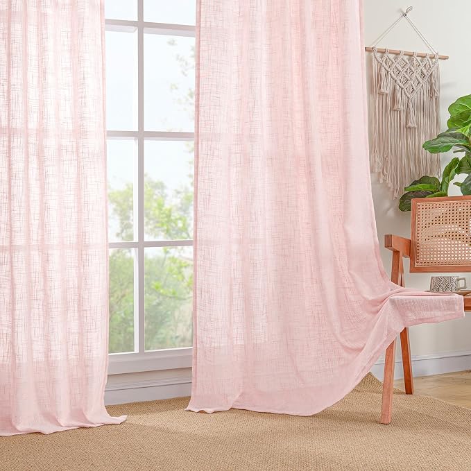 Pink Linen Curtains 54 Inch Length - Image 9