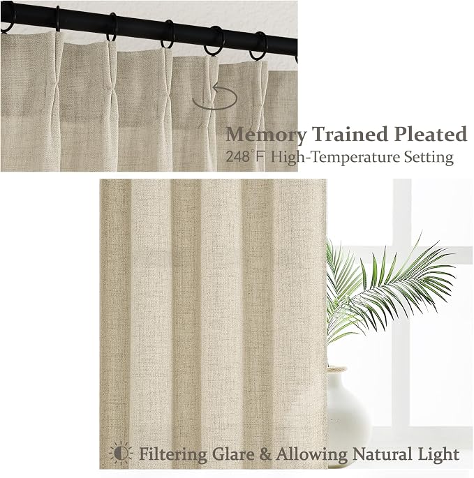 Boho Viral Linen Curtains 84 Inch Length 2 Panels Set - Image 4