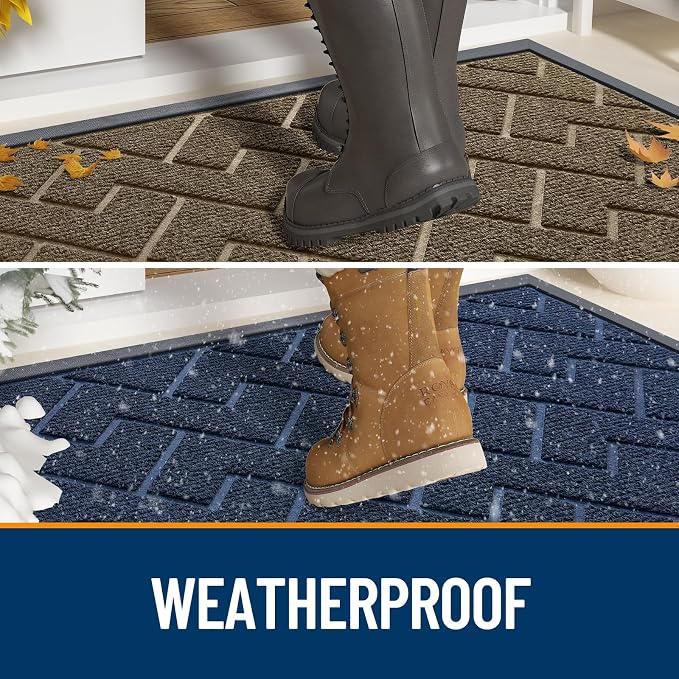 OLANLY Front Door Mat Outside 59x34, All-Season Absorbent Rubber Doormat | Wine - Image 3