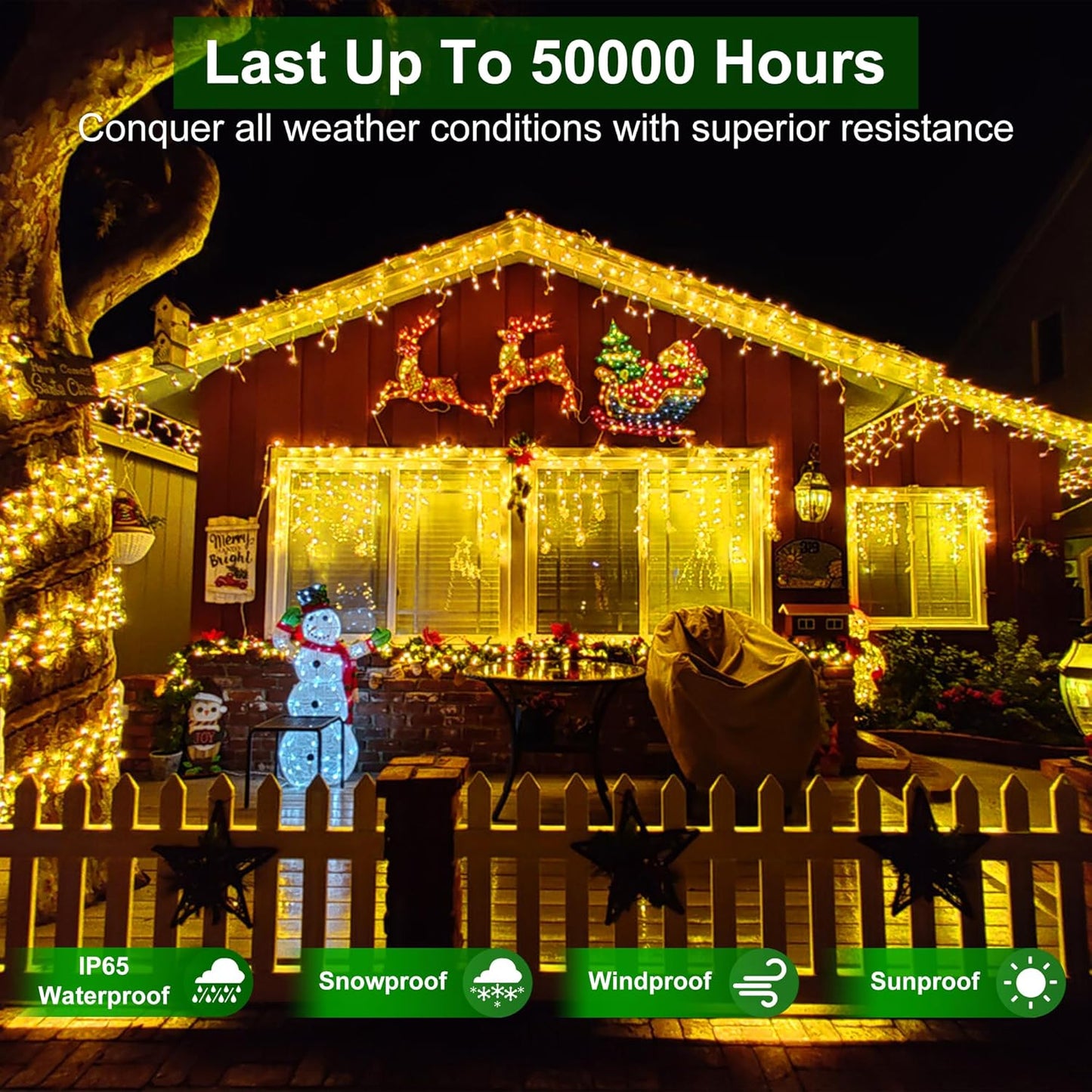 666 LED 66FT Icicle Lights Waterproof- 148 Drops 12 Modes Christmas Light with Memory Timer, Dimmable Christma TreeLights for Roof Balcony Holiday Gifts Warm White