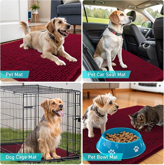 OLANLY Dog Door Mat for Muddy Paws 47x32, Super Absorbent Chenille Mud Mat | - Image 7