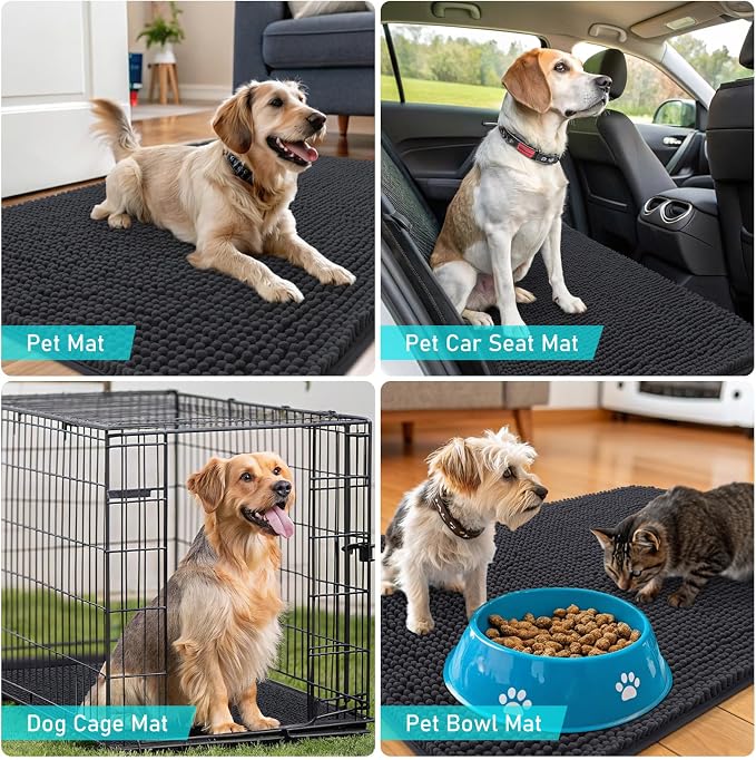 OLANLY Dog Door Mat for Muddy Paws 40x24, Super Absorbent Chenille Mud Mat | - Image 7
