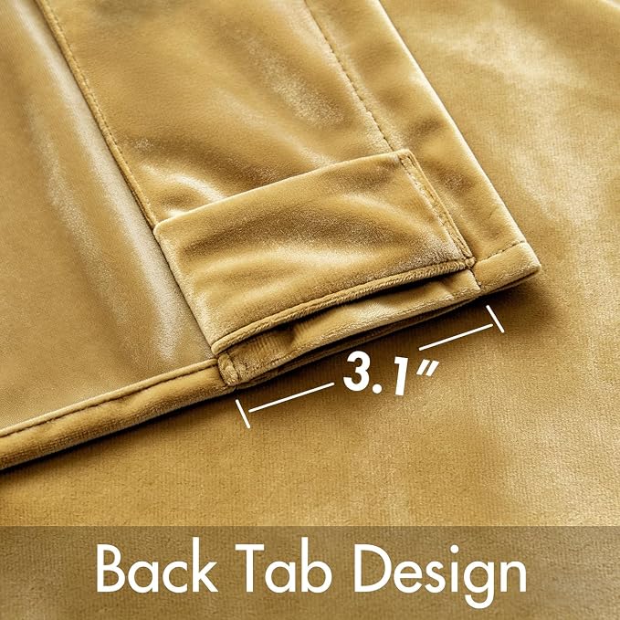 MIULEE Velvet Curtains 52x84 inches 2 Panels Gold Blackout Curtains | Luxury - Image 3