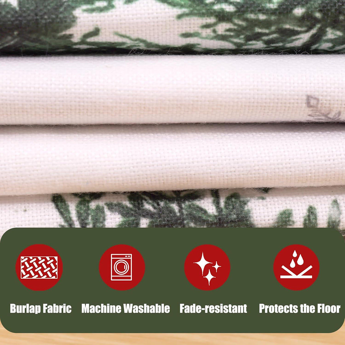 Baccessor Christmas Tree Skirt 36 Inch Pine Trees Snowy Forest Christmas Tree Skirt Collar for Farmhouse Vintage Rustic Merry Christmas Xmas Winter Holiday Party Decoration