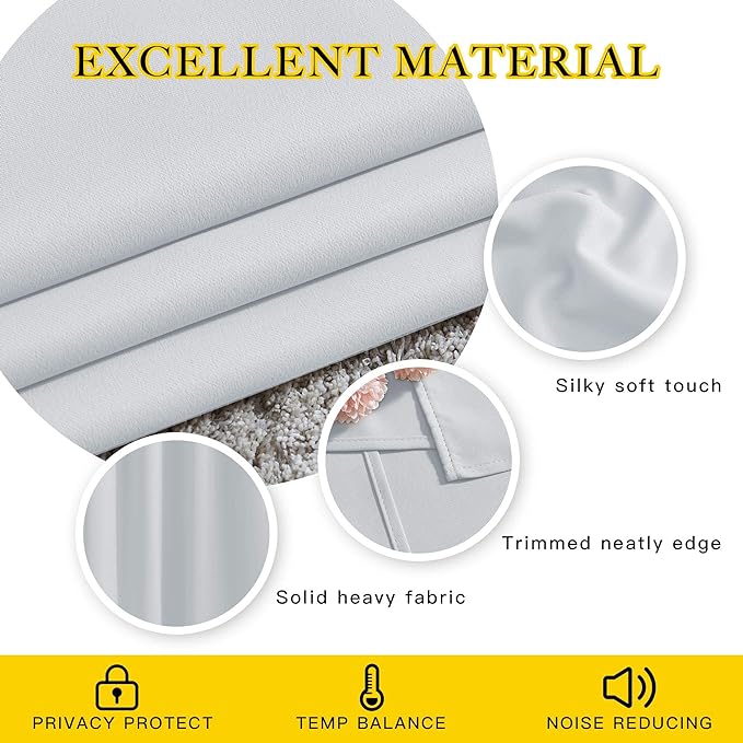 NICETOWN Greyish White Kitchen Curtains 36 inches Long, Window Treatments - Image 4