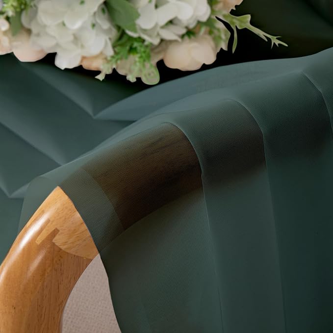 Green Sheer Curtains 54 Inch Length 2 Panels Set - Image 3