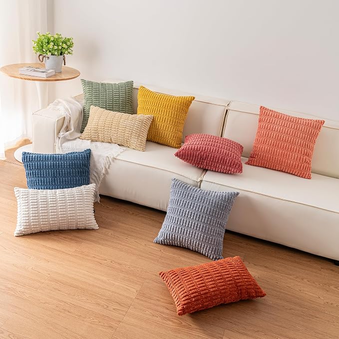 Aegero Pack of 2 Corduroy Decorative Throw Pillow Covers 20x20 Inch - Image 7