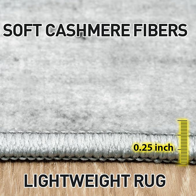 8x10 Area Rugs for Living Room: Washable Abstract Black White Grey Carpet | - Image 7