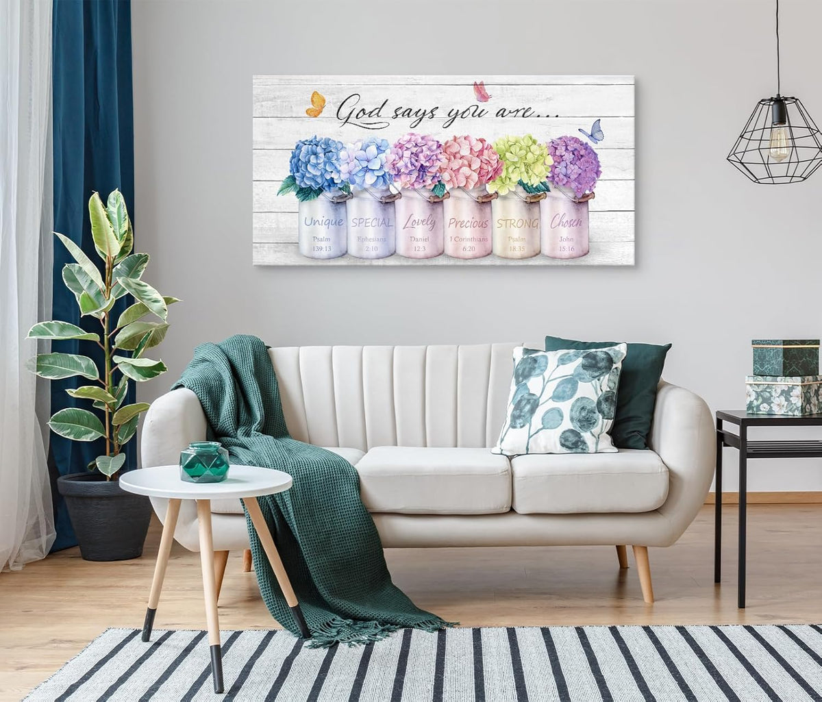 Cao Gen Decor ArtH43075 Inspirational Bible Verse Wall Art: God Says You Are Wall Sayings Flowers in Mason Jar Picture Print Christian Gift Quotes Poster for Women Girl Bedroom Home Decor Artwork