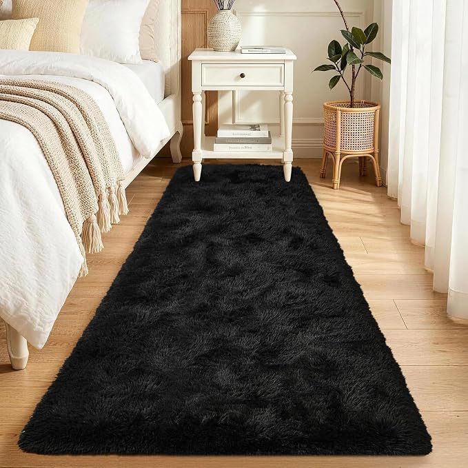Noahas 2x6 Black Fluffy Soft Runner Rug Non-Slip by ModernHomeDecor