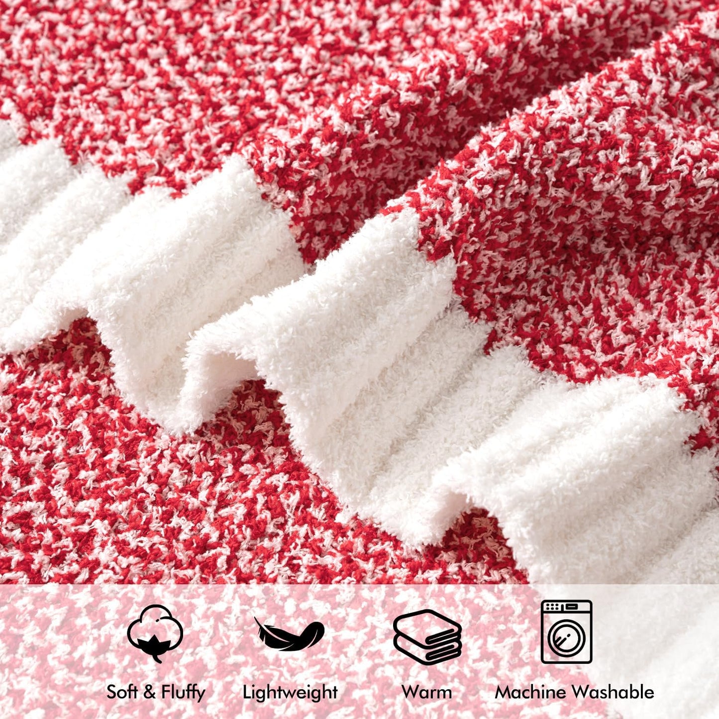 MIULEE Red Super Soft Throw Blanket for Couch, Cozy Fluffy Warm Blankets Lightweight Knit Throw Blankets for Sofa, Bed, Chair, Living Room, Camping, Picnic, 50 x 70 inch
