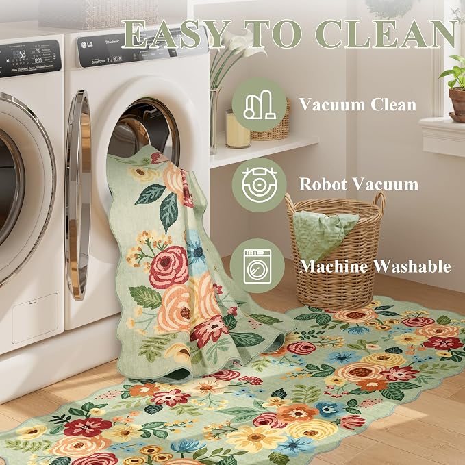 DUKINO 6x9 Area Rugs, Floral Washable Rug - Image 5
