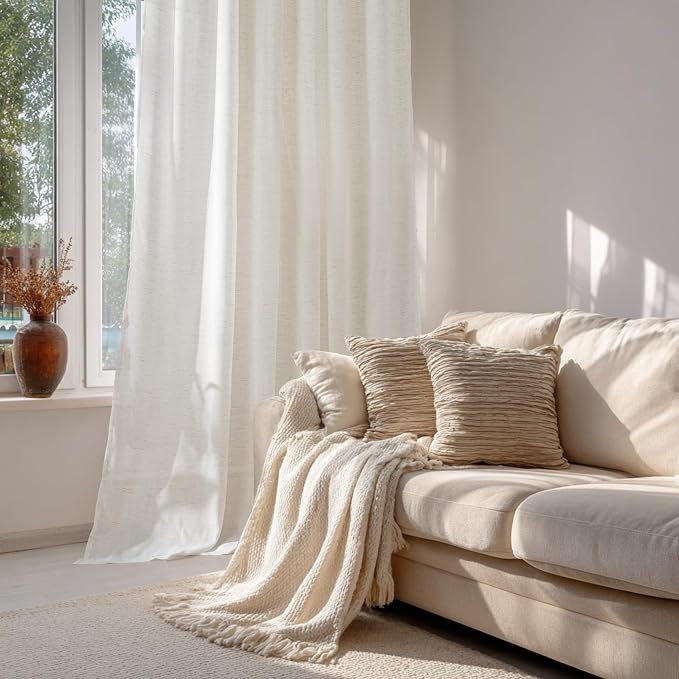 RYB HOME Extra Long Linen Curtains - Image 3