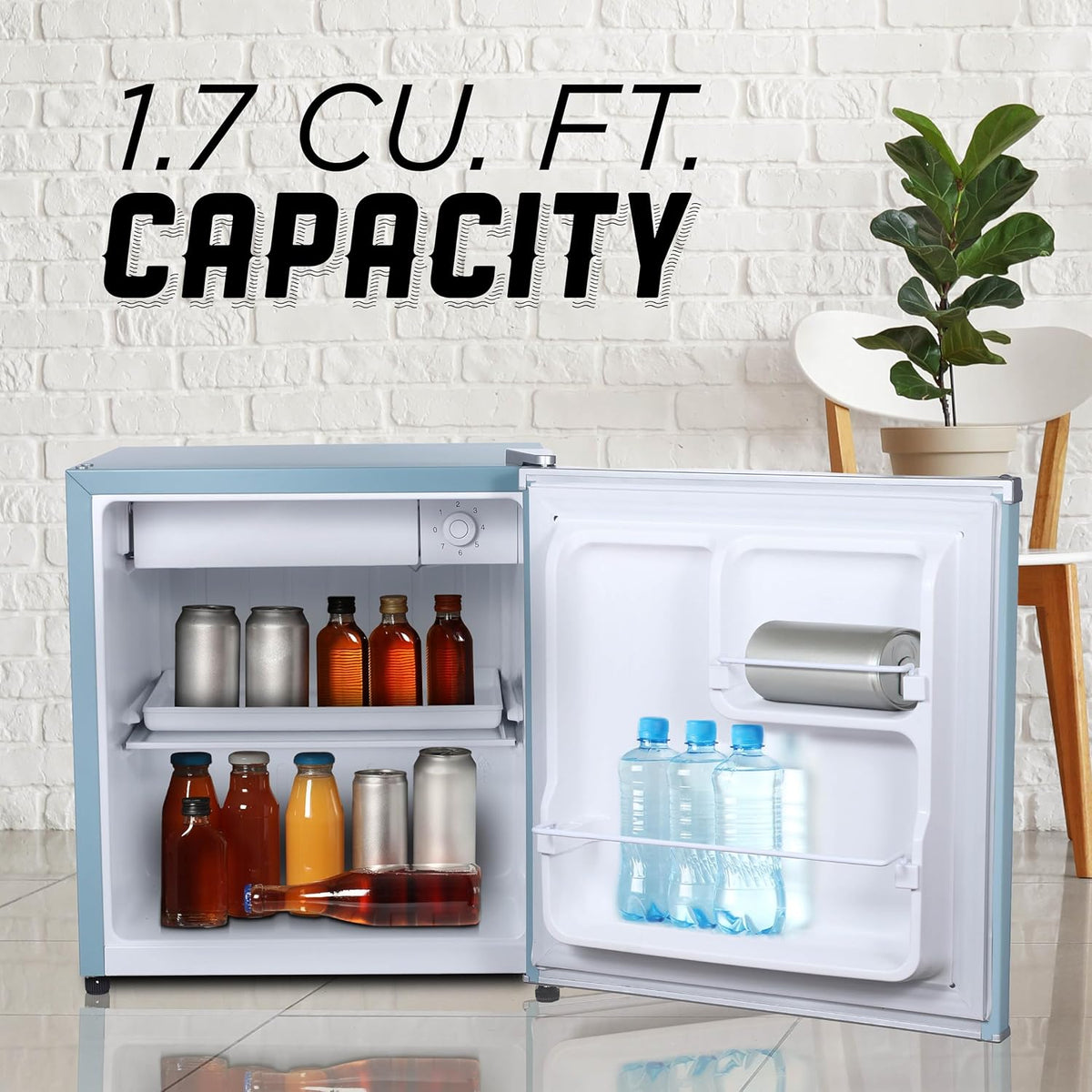 IBCR17SLT Compact, Energy Star Certified Small, Single Door Mini Fridge with Freezer Refrigerator, Standard (1.7 cu ft), Slate Blue