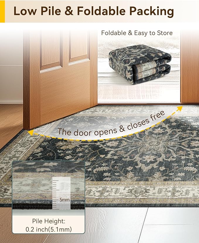 RELEANY Washable Area Rug, Runner 2'x6', Water Repellent, Pet Friendly - Image 6