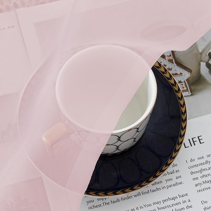 Chyhomenyc Blush Pink Sheer Curtains 84 Inches Long 2 Panels | Light Filtering - Image 6
