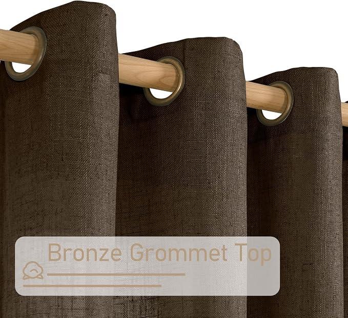 Brown Linen Curtains 63 Inch Length - Image 4