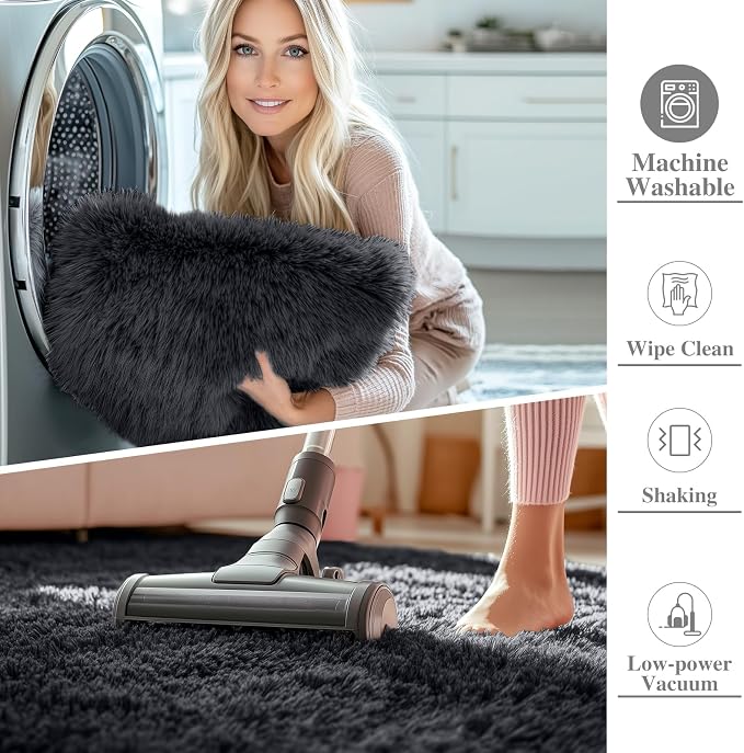 OLANLY Black Round Rugs for Bedroom - Image 3
