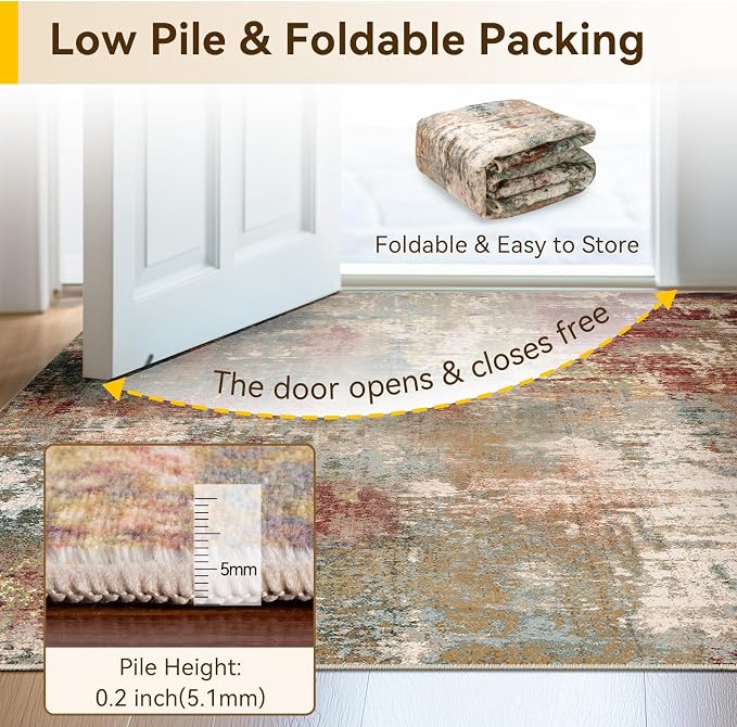 RELEANY Washable 5'x7' Abstract Area Rug - Image 8