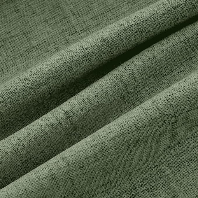 MIULEE 100% Blackout Linen Curtains 42 x 63 Inch Olive Green 2 Panels | Thermal - Image 9